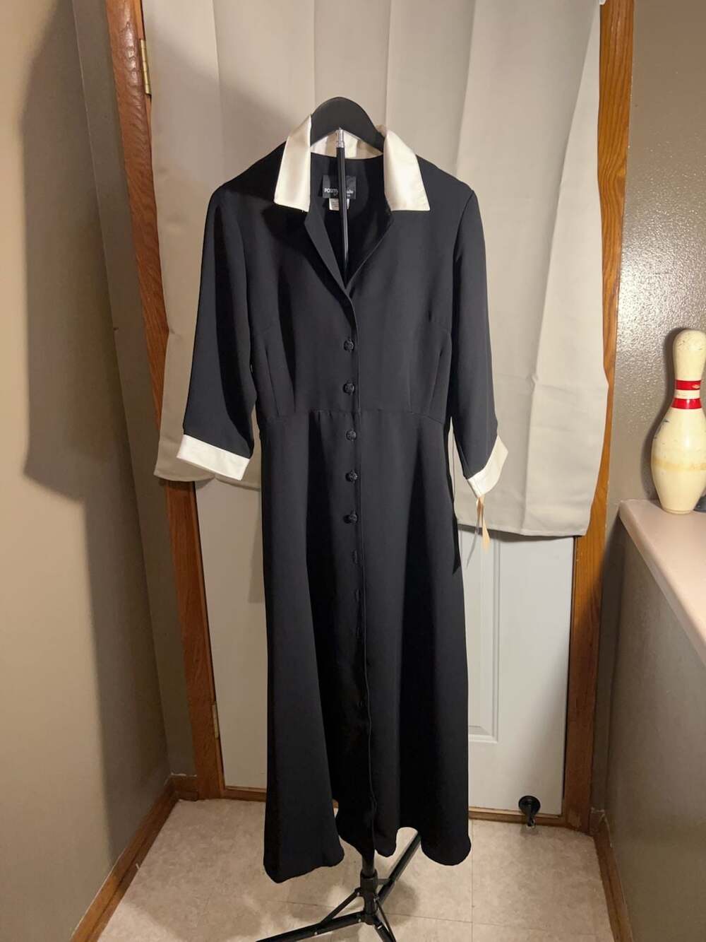 Positive Attitude Black and Ivory Button-Front Dress Size 12P